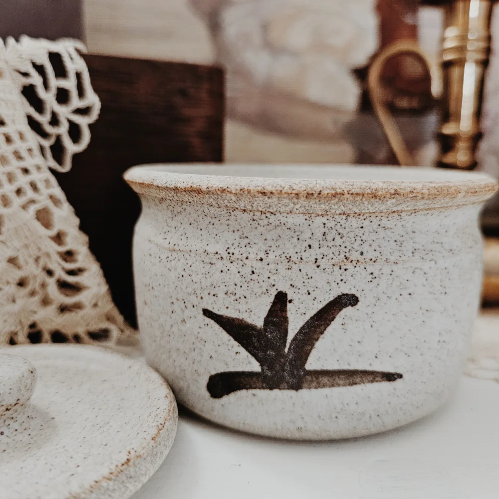 Handcrafted Ceramic Lidded Jar - Cream and Brown - Picture 6 of 7